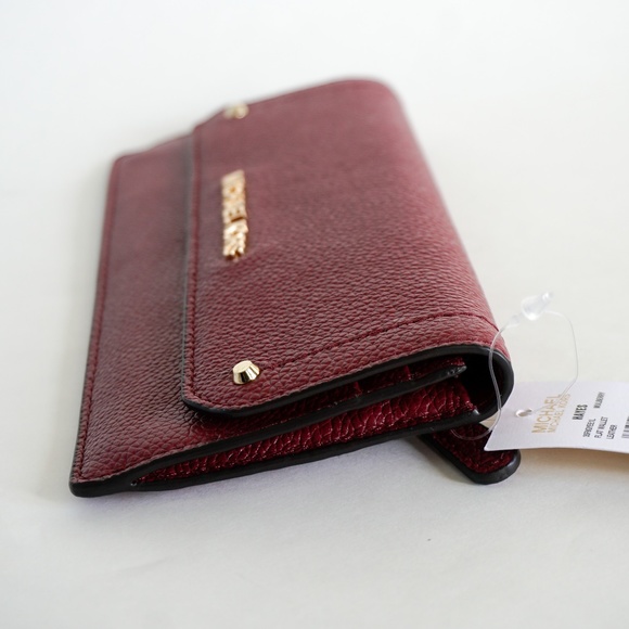 Michael Kors Hayes Flat Leather Wallet Mulberry - Picture 6 of 8
